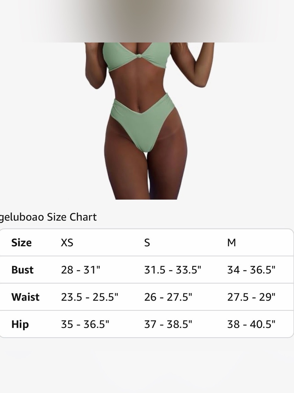 Sage Green Bikini Set Solid V Neck Knot Front High Leg - Picture 5 of 5